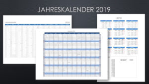 Jahreskalender 2019 Excel und PDF