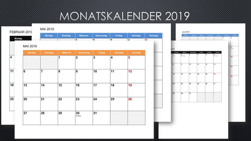 Monatskalender 2020 Schweiz | Excel & PDF | kostenlos downloaden