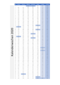 Kalenderwochen 2020 Schweiz Feiertage Excel und PDF