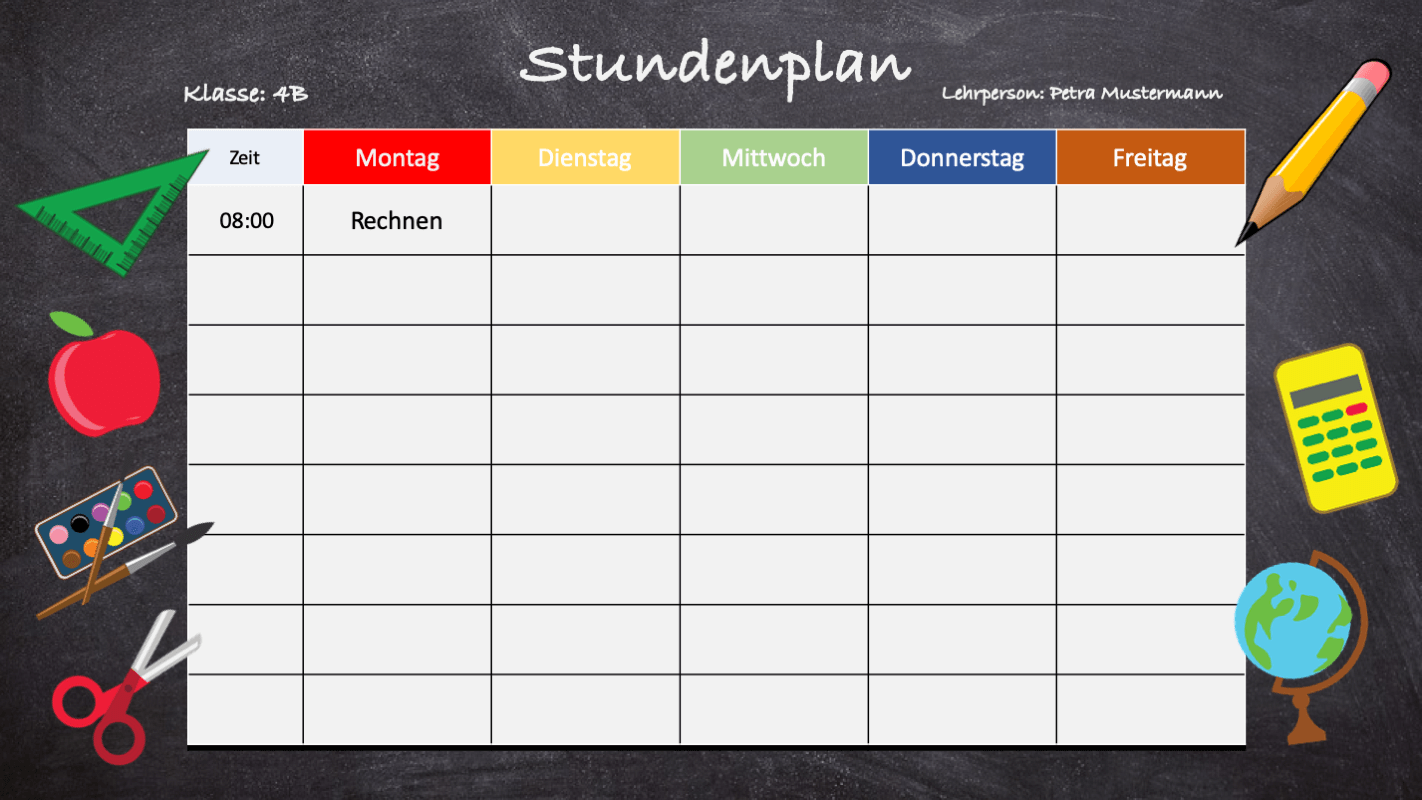 Stundenplan Vorlagen Excel Word Powerpoint Schweiz Kalender Ch