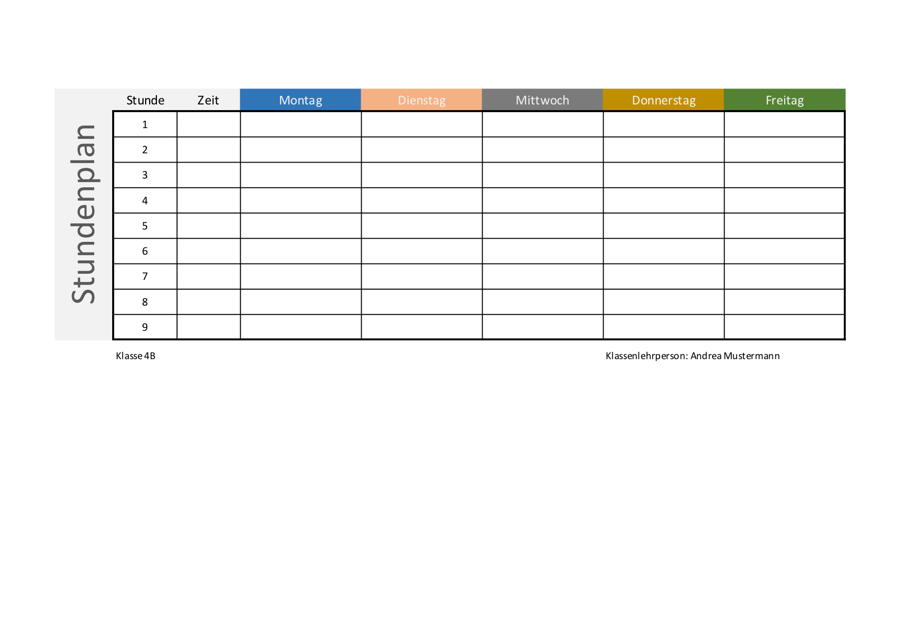 Stundenplan Vorlagen Excel Word Powerpoint Schweiz Kalender Ch