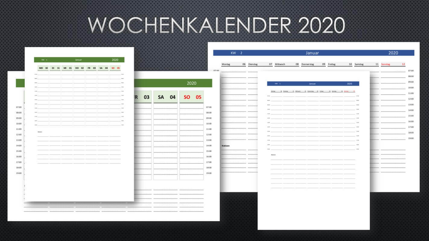 Wochenkalender 2020 Schweiz zum Ausdrucken (PDF)