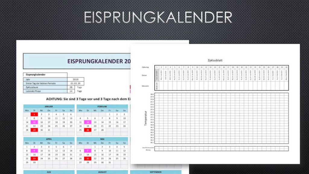 Eisprungkalender und Zyklusblatt download