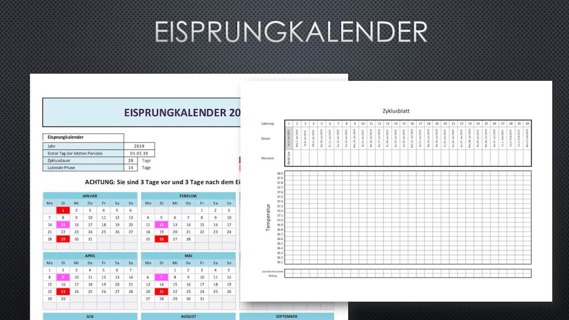 Gratis Eisprungkalender und Zyklusblatt (Excel)