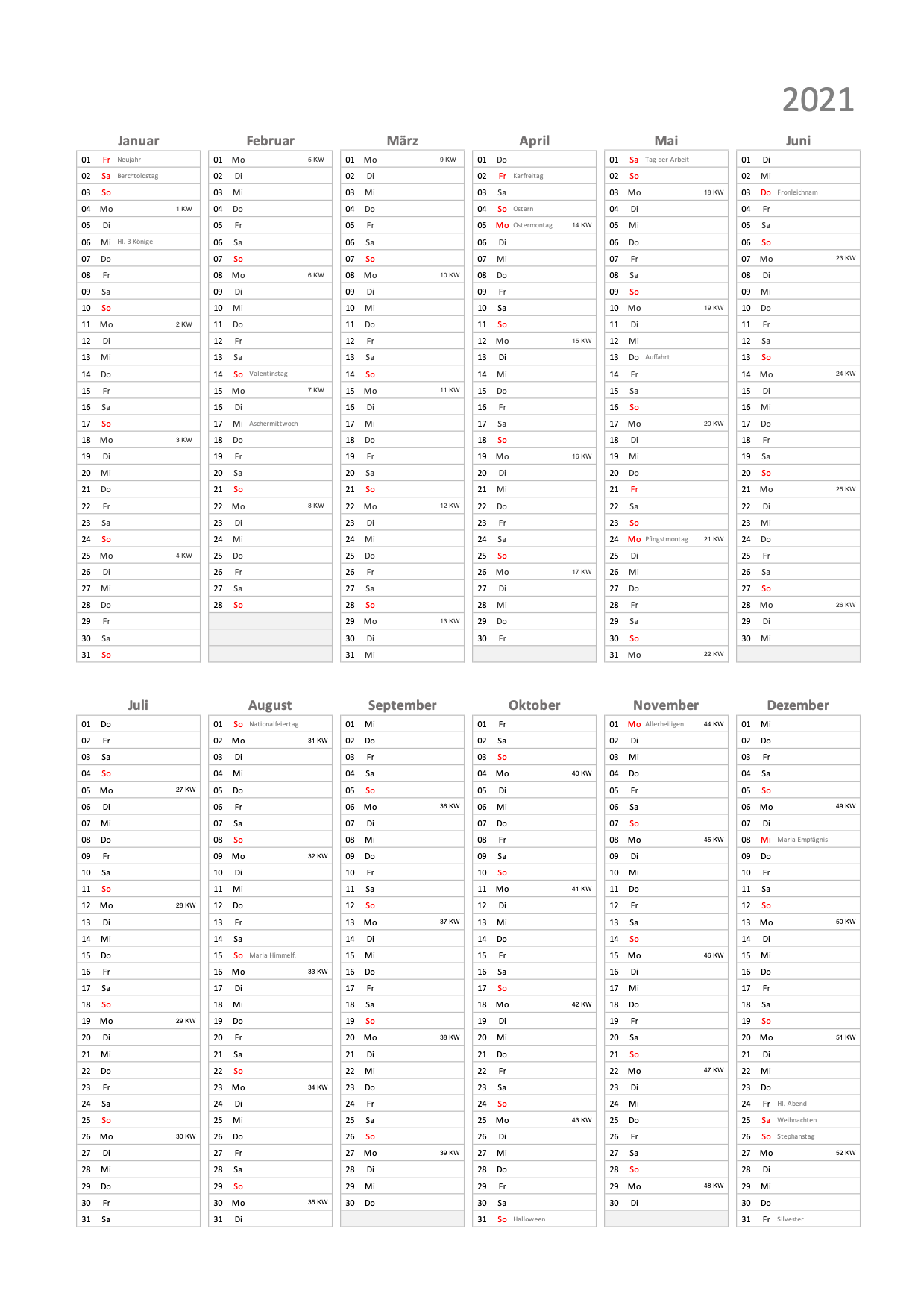 Featured image of post Kalender 2021 Monat Excel / Nos calendriers sont libres de droits, peuvent être directement téléchargés et imprimés.