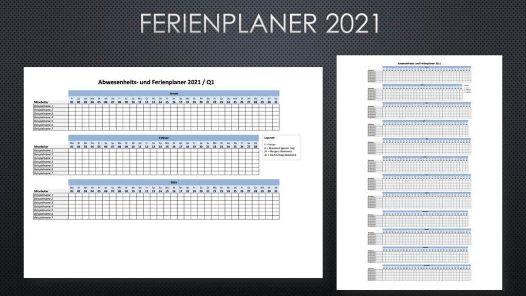 Ferienplaner 2021 (Excel) | gratis Download | Schweiz-Kalender.ch