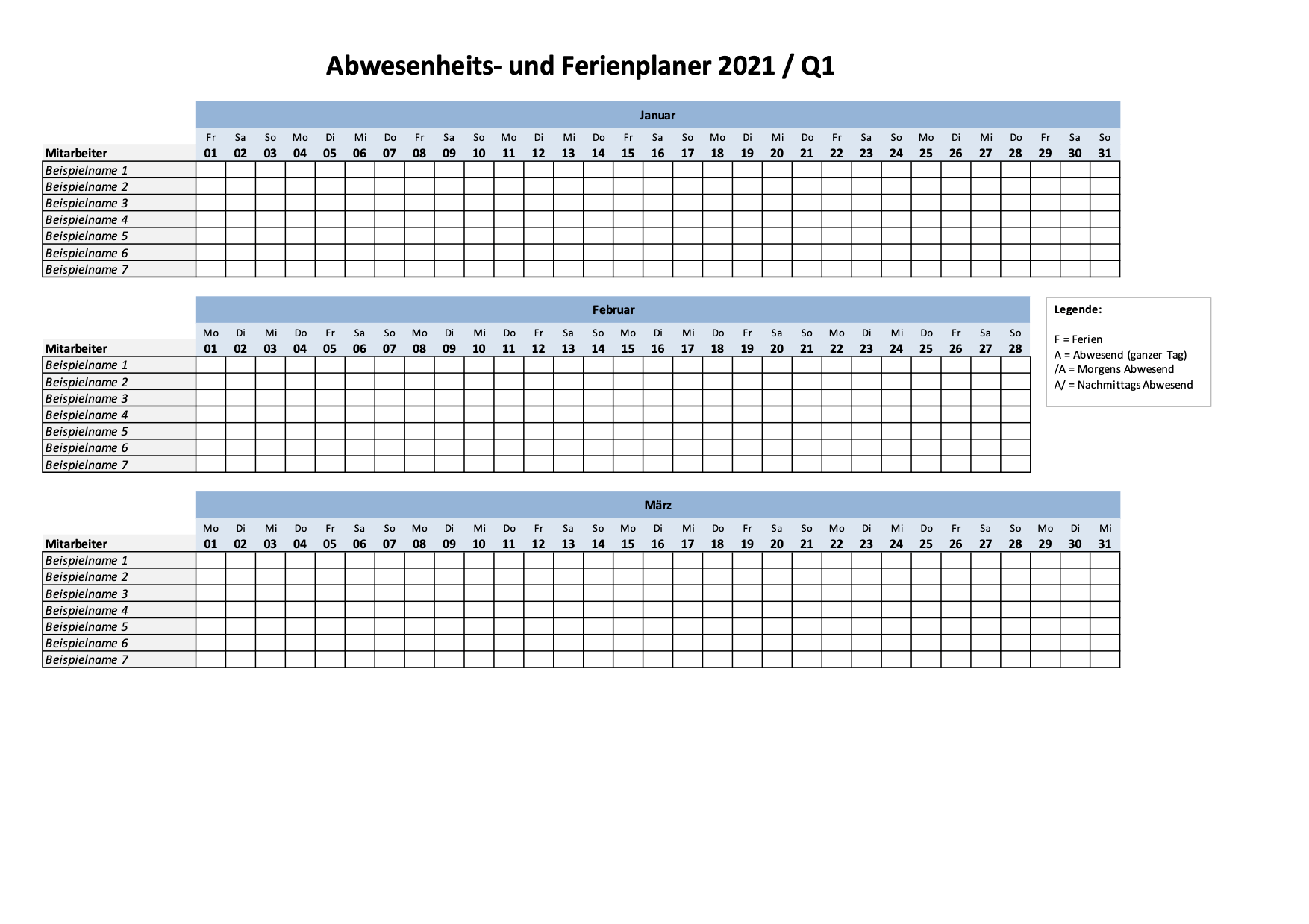 Ferienplaner 2021 (Excel) | gratis Download | Schweiz ...