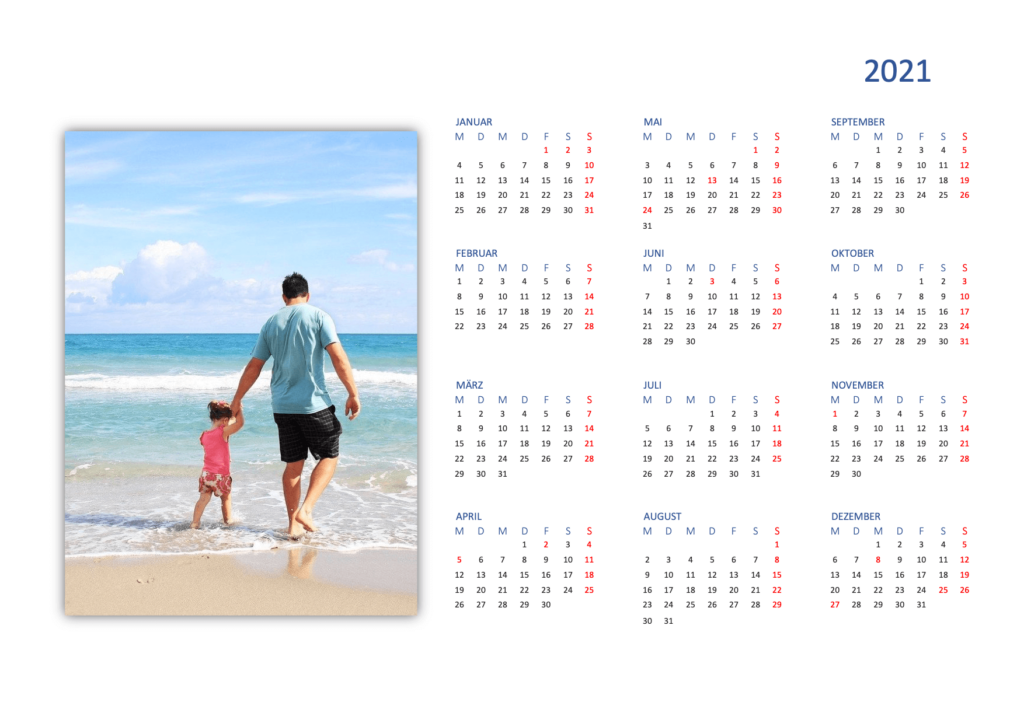 Fotokalender 2021 Vorlage im Word-Format