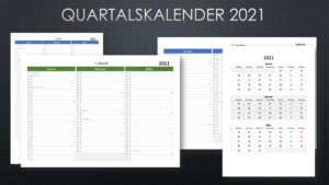 Quartalskalender 2021 Schweiz Excel und PDF