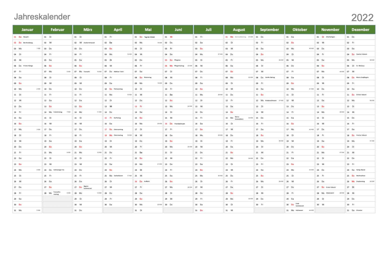 download kalender 2022 excel