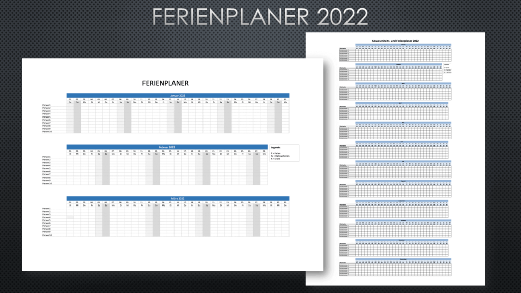 Excel Ferienplaner 2022 Schweiz