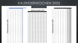 Kalenderwochen 2022 Schweiz Excel PDF Header