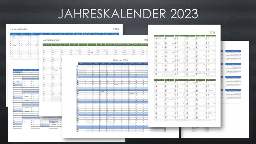 Jahreskalender 2023 Schweiz mit Feiertagen und Kalenderwochen