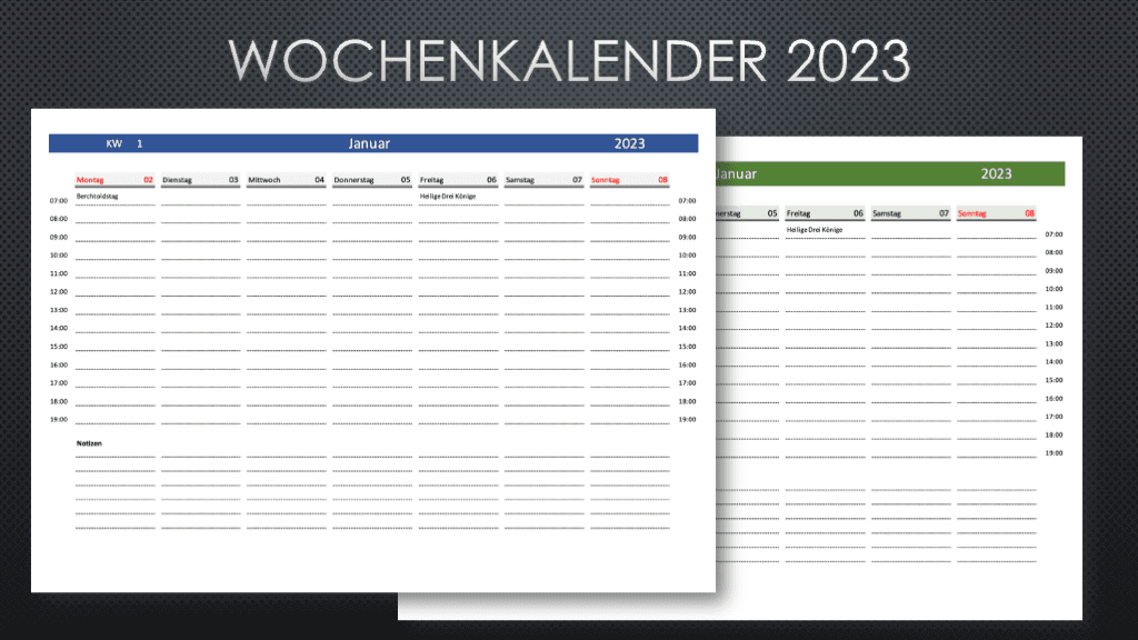 Wochenkalender 2023 Schweiz Excel PDF