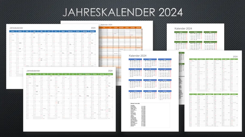 Jahreskalender 2024 Schweiz zum Ausdrucken