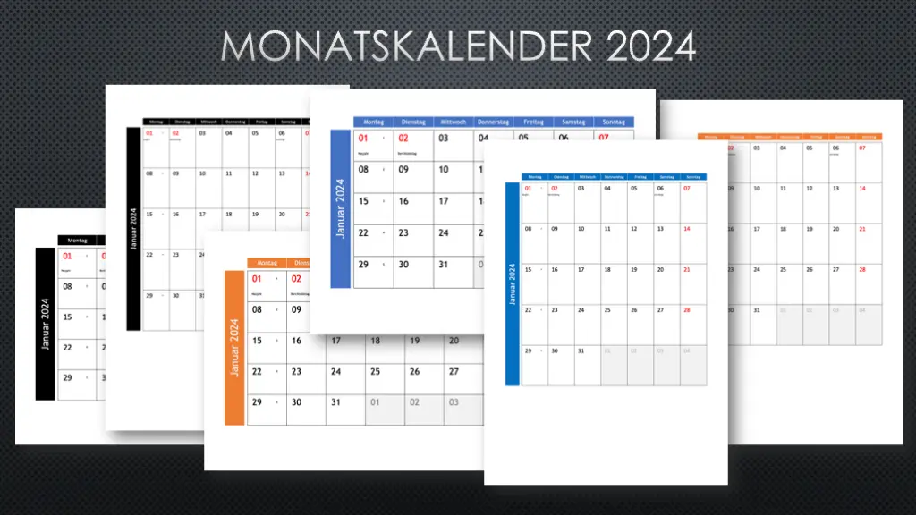 Monatskalender 2024 Schweiz Excel & PDF