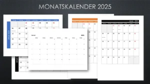 Monatskalender 2025 Schweiz Excel und PDF