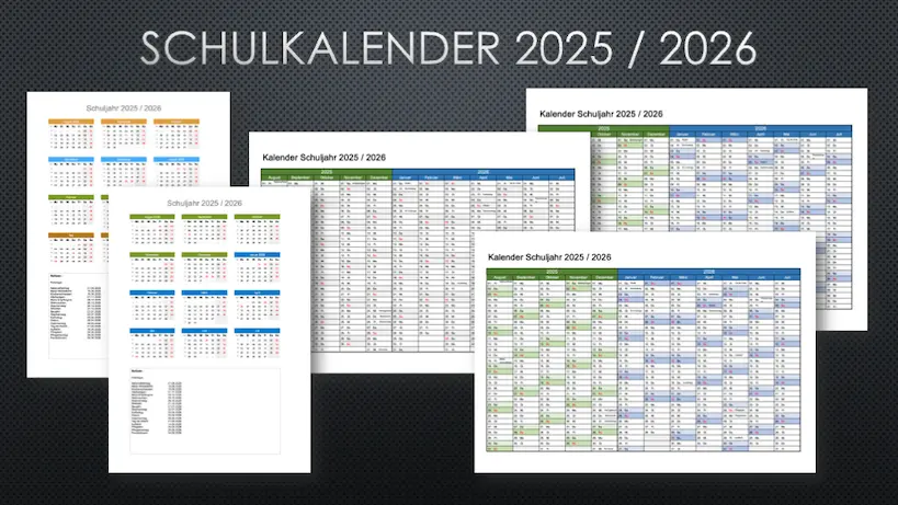 Schulkalender 2025 - 2026 zum Ausdrucken