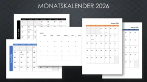 Monatskalender 2026 Schweiz Excel und PDF