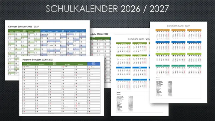 Schulkalender 2026 - 2027 zum Ausdrucken Header