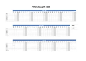 Ferienplaner 2027 Schweiz Excel