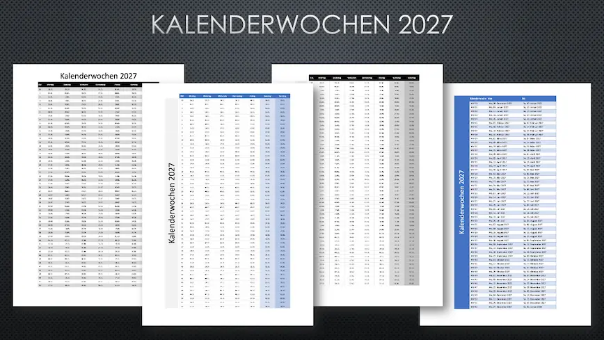 Kalenderwochen 2027 Kalenderwochen 2027 Schweiz Header