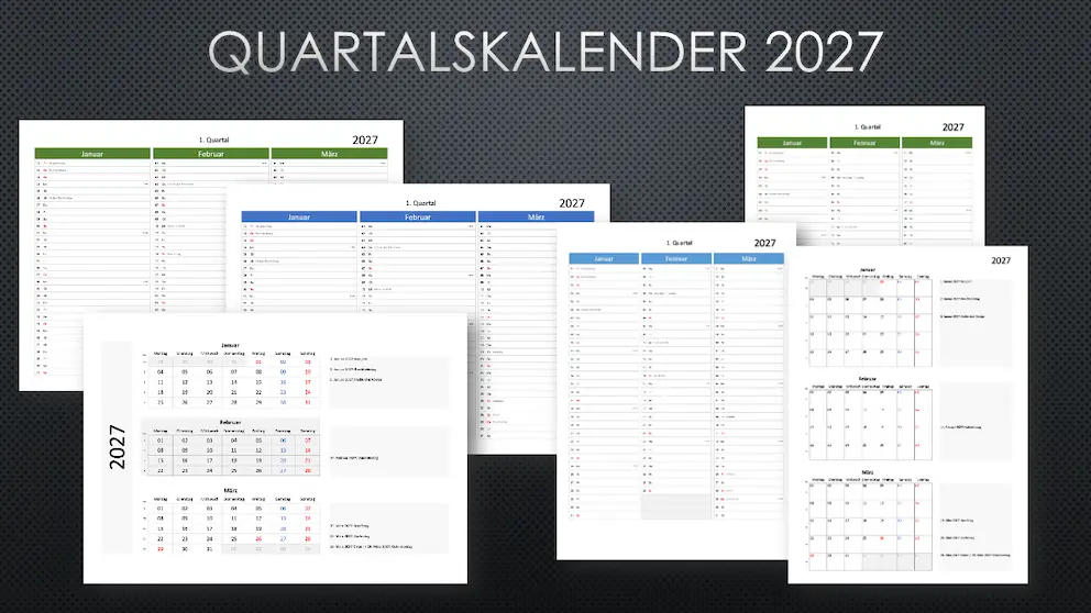 Quartalskalender 2027 Schweiz
