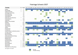 Feiertage 2027 Schweiz Feiertage Schweiz 2027 zum Ausdrucken