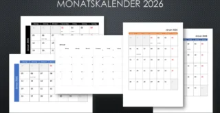 Monatskalender 2026 Schweiz Excel und PDF
