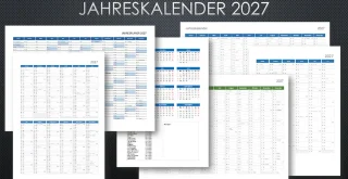 Jahreskalender 2027 Schweiz Excel und PDF